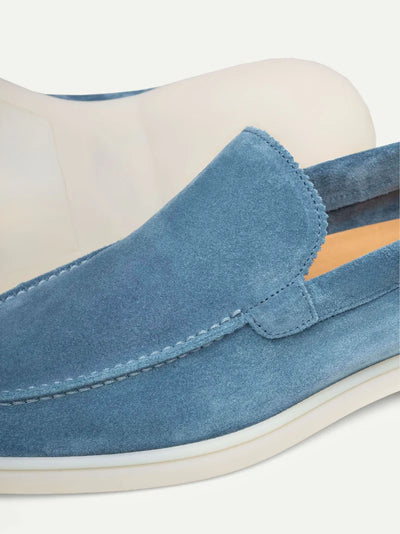ocean blue suede loafers