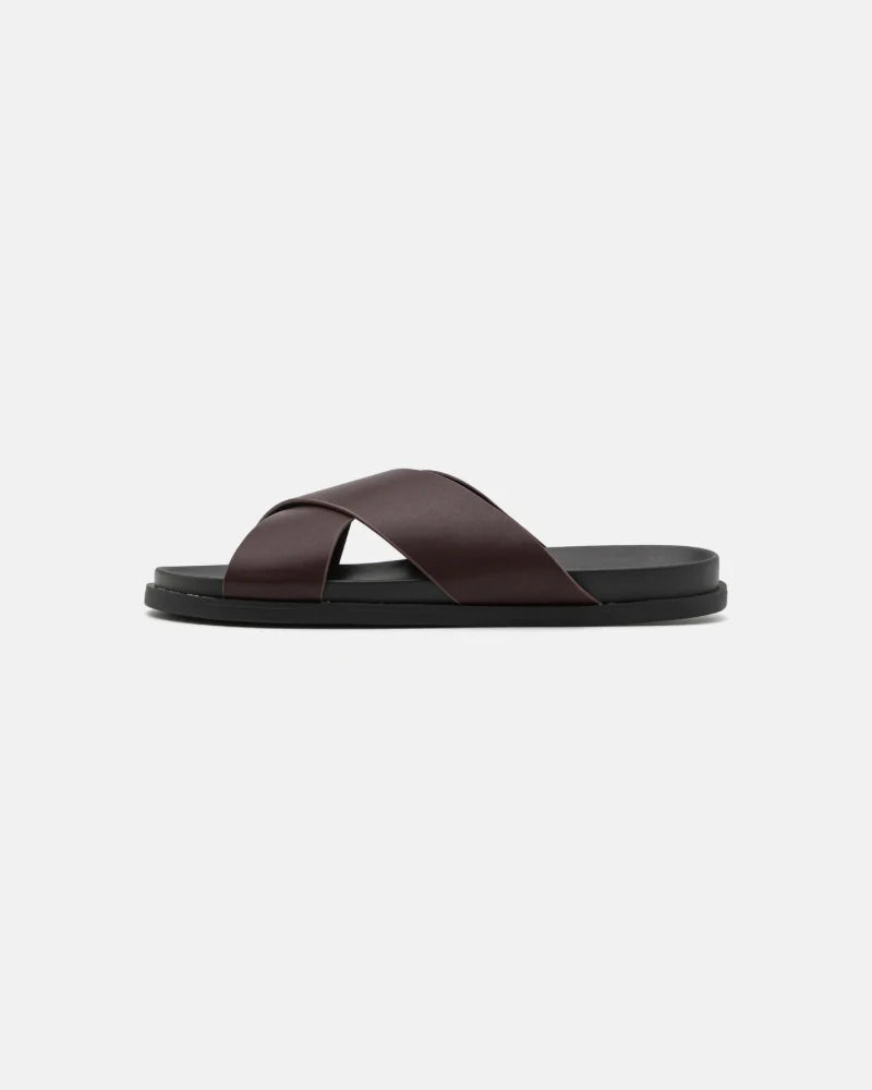 Crossover Leather Cork Sandals