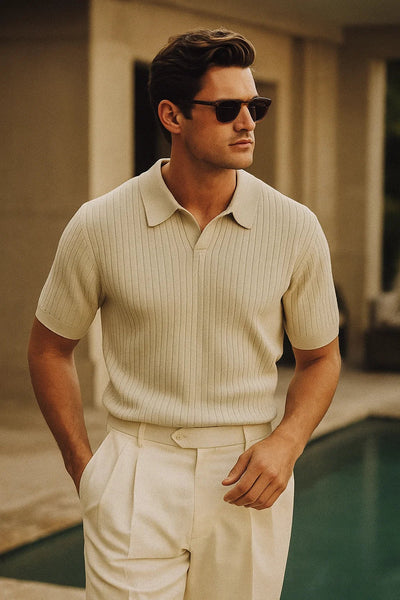 Ribbed Knit Polo